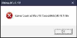 A Windows crash window saying the game has crashed and giving an error code.
