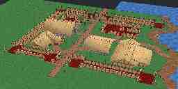 3D model of seaside medieval town Trinsic enclosed by battlement walls.