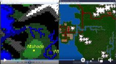 Side-by side of the river near Skara Brae as shown by the Ultima V and Ultima VI maps.