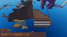 A 3D model of a harpsichord.