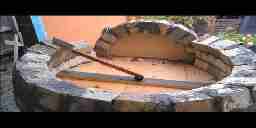 Outdoor circular brick oven.