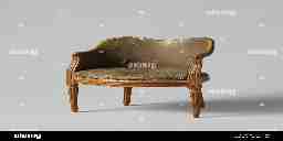 An fluted wooden armchair with leather cushions.