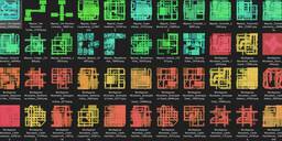 A folder of colorful dungeon maps exported from Daggerfall's connected dungeon pieces.