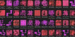 A folder of colorful dungeon maps exported from Daggerfall's connected dungeon pieces.