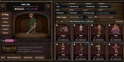 My web page utility tool featuring Daggerfall character sprite images and a way to view the artwork and animations.