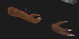 Segmented furry Lycan werewolf arms. Upper arm, lower arm, open claw, attack claw.